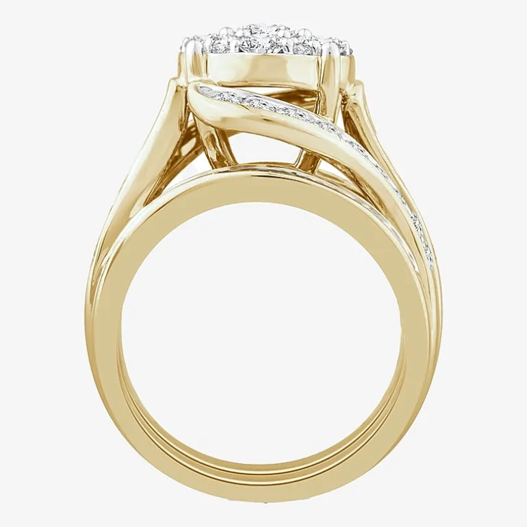 Round 3 CT.T.W. Natural Diamond Side Stone Engagement Ring in 10K or 14K Gold