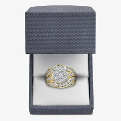 Round 3 CT.T.W. Natural Diamond Side Stone Engagement Ring in 10K or 14K Gold
