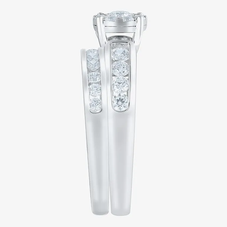 Round 1/2 CT.T.W. Natural Diamond Side Stone Bridal Set in 10K or 14K Gold