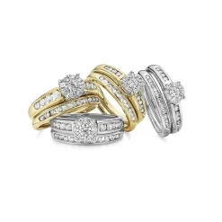 Round 1/2 CT.T.W. Natural Diamond Side Stone Bridal Set in 10K or 14K Gold