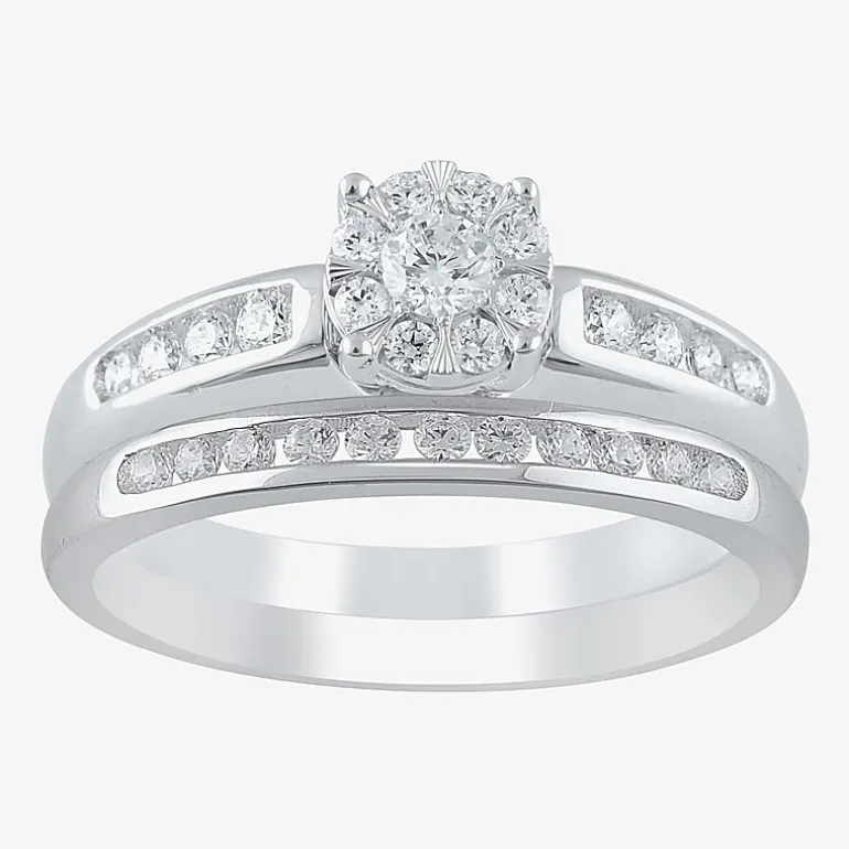 Round 1/2 CT.T.W. Natural Diamond Side Stone Bridal Set in 10K or 14K Gold