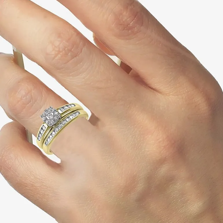 Round 1/2 CT.T.W. Natural Diamond Side Stone Bridal Set in 10K or 14K Gold