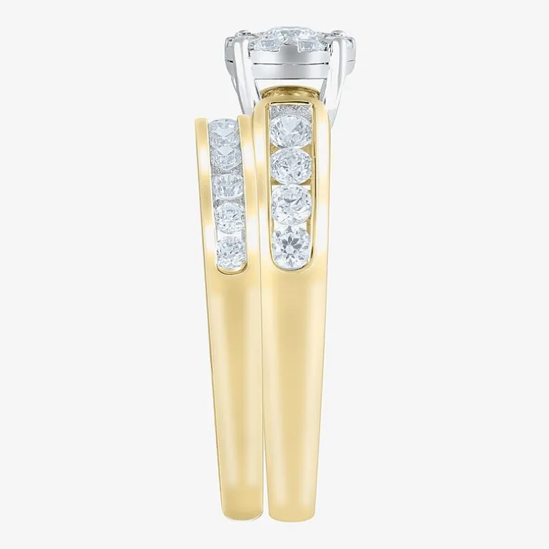 Round 1/2 CT.T.W. Natural Diamond Side Stone Bridal Set in 10K or 14K Gold