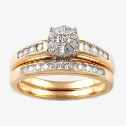 Round 1/2 CT.T.W. Natural Diamond Side Stone Bridal Set in 10K or 14K Gold