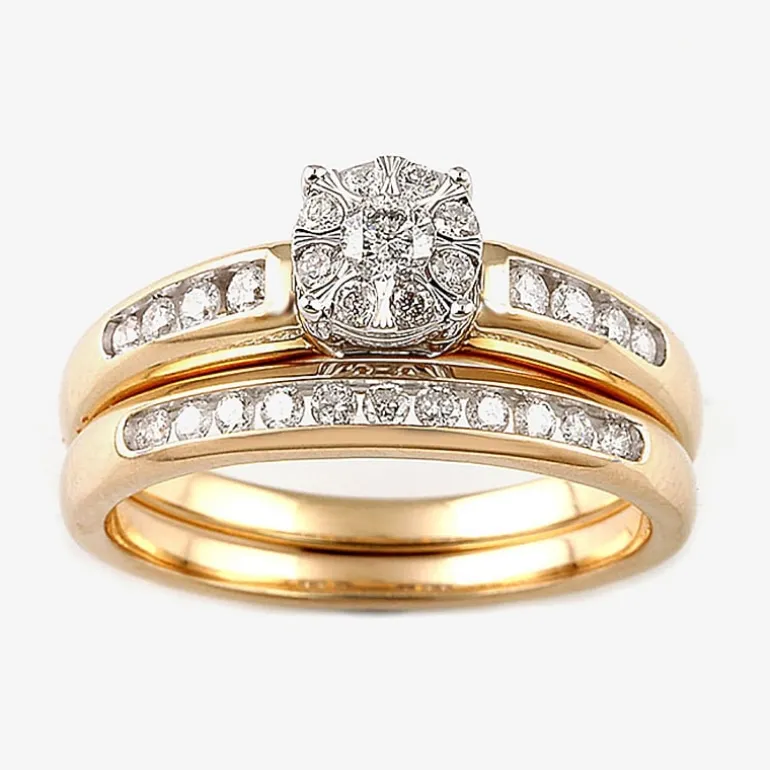 Round 1/2 CT.T.W. Natural Diamond Side Stone Bridal Set in 10K or 14K Gold