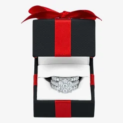 Round 4 CT.T.W. Natural Diamond Side Stone Bridal Set in 10K or 14K White Gold