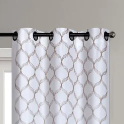 Rowan Embroidered Grommet Top Light-Filtering Set of 2 Curtain Panel