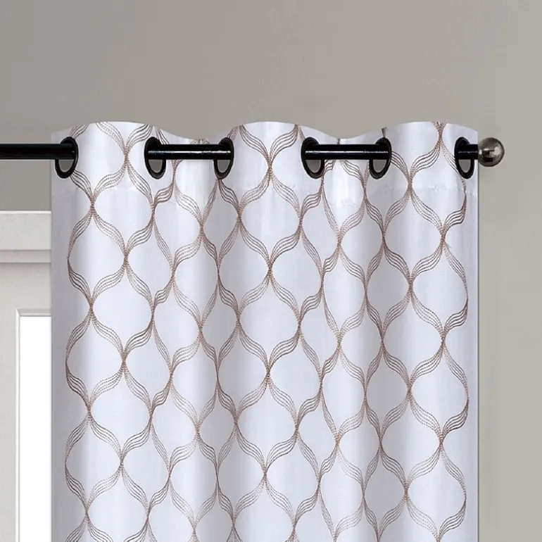 Rowan Embroidered Grommet Top Light-Filtering Set of 2 Curtain Panel