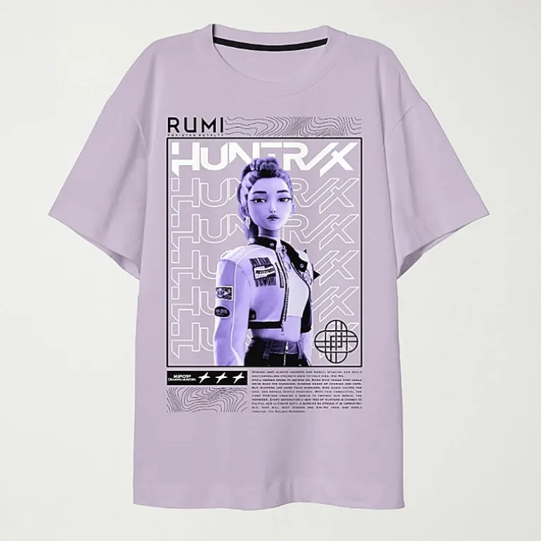Rumi Big Kid Girls Crew Neck Short Sleeve Oversized KPop Demon Hunters Graphic T-Shirt