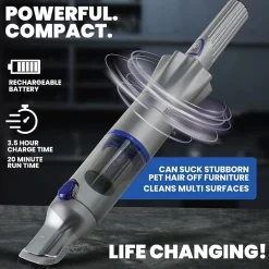 Ruvio Pro Cordless Rechargeable Hand Vacuum 17” Portable Vacuum Cleaner for Home and Car Use