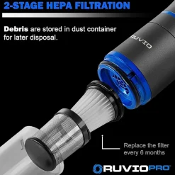 Ruvio Pro Cordless Rechargeable Hand Vacuum 17” Portable Vacuum Cleaner for Home and Car Use