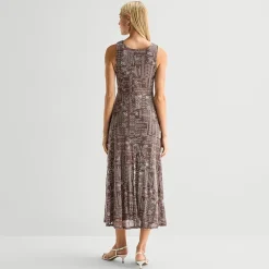 Sandra Darren Womens Keyhole Neck Sleeveless Maxi Dress