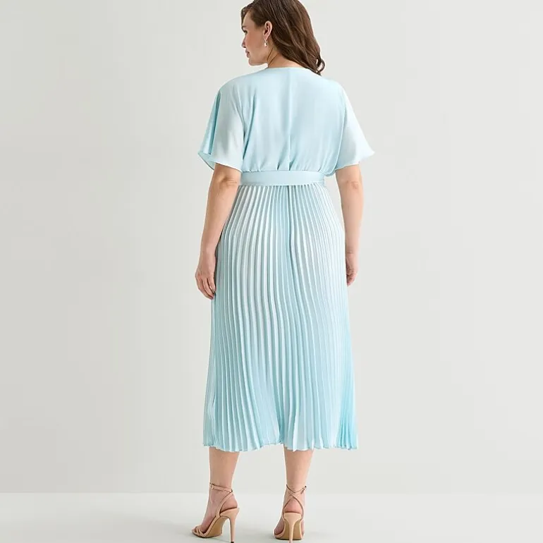 Sandra Darren Womens Plus V Neck Short Sleeve Flutter Maxi Dress