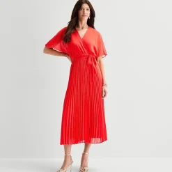 Sandra Darren Womens V Neck Short Sleeve Flutter Maxi Dress