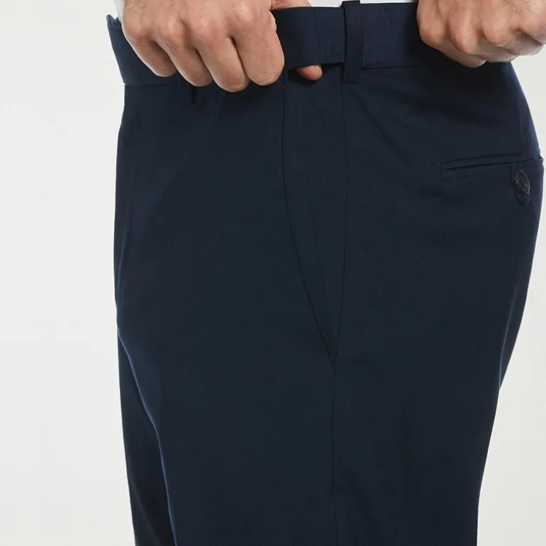 Savane Premium Stretch Expandable Waist Mens Straight Fit Dress Flat Front Pant