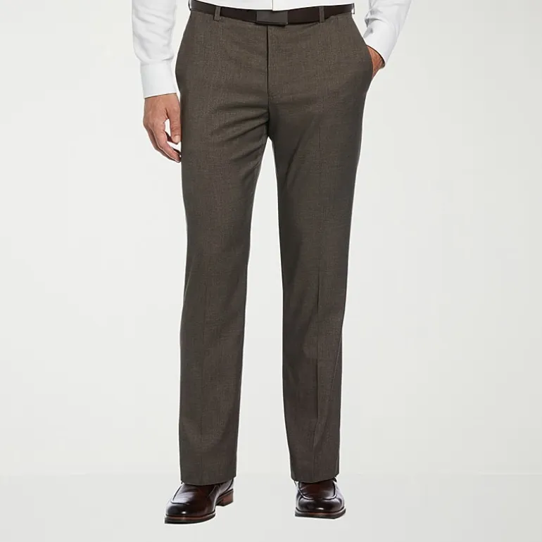 Savane Premium Stretch Expandable Waist Mens Straight Fit Dress Flat Front Pant