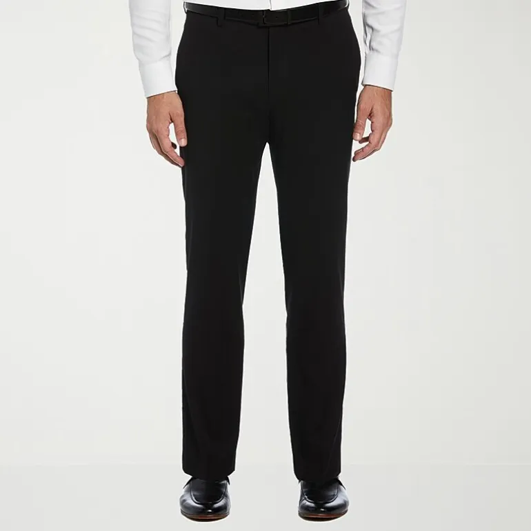 Savane Premium Stretch Expandable Waist Mens Straight Fit Dress Flat Front Pant