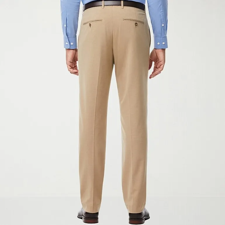 Savane Premium Stretch Expandable Waist Mens Straight Fit Dress Flat Front Pant