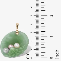 Seashell Womens Genuine Green Jade 14K Gold Pendant