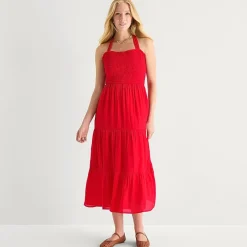 Secret Charm Womens Juniors Straight Neck Sleeveless Maxi Dress