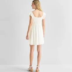 Secret Charm Womens Juniors Sweetheart Neck Short Sleeve Babydoll Dress