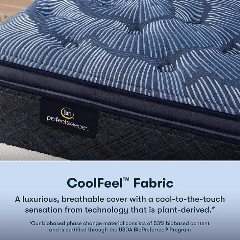 Serta Perfect Sleeper Cobalt Calm 15.25" Plush Pillow Top - Mattress + Box Spring
