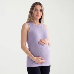 24seven Comfort Apparel Maternity Womens Maternity Round Neck Sleeveless Tank Top