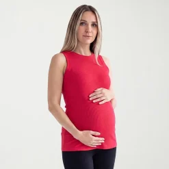24seven Comfort Apparel Maternity Womens Maternity Round Neck Sleeveless Tank Top