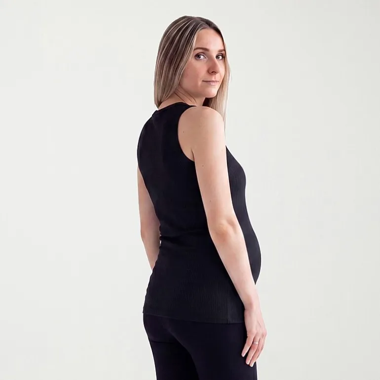 24seven Comfort Apparel Maternity Womens Maternity Round Neck Sleeveless Tank Top