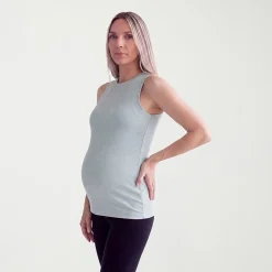 24seven Comfort Apparel Maternity Womens Maternity Round Neck Sleeveless Tank Top