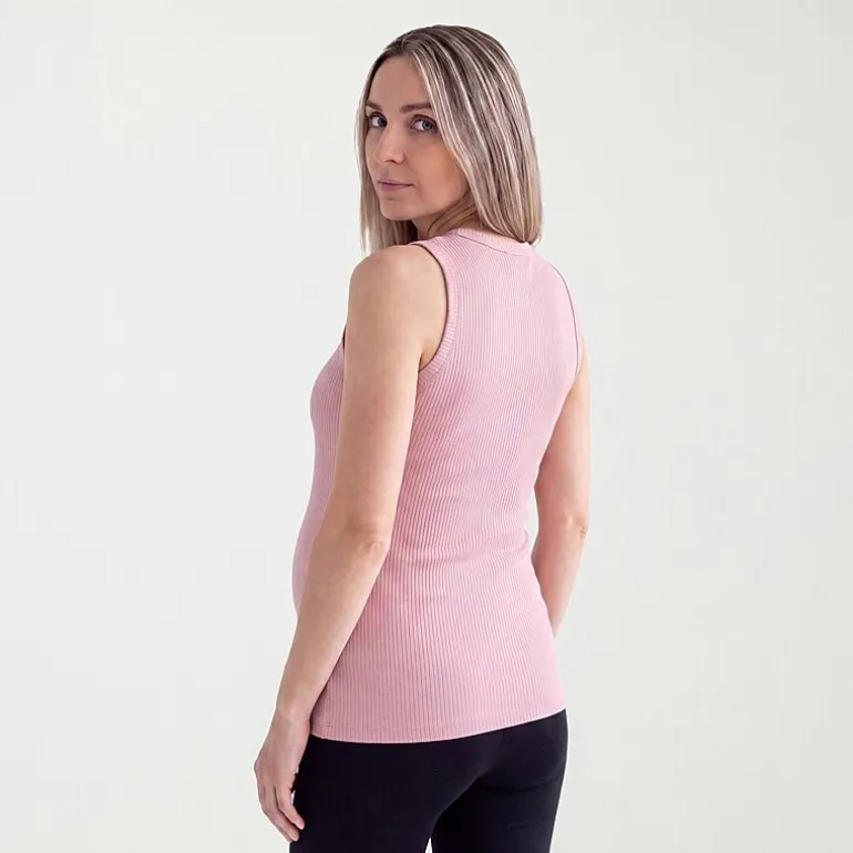 24seven Comfort Apparel Maternity Womens Maternity Round Neck Sleeveless Tank Top