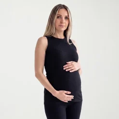 24seven Comfort Apparel Maternity Womens Maternity Round Neck Sleeveless Tank Top