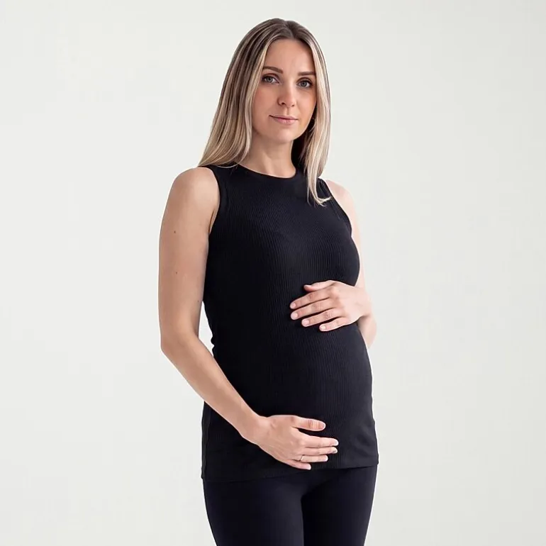 24seven Comfort Apparel Maternity Womens Maternity Round Neck Sleeveless Tank Top