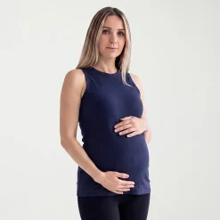 24seven Comfort Apparel Maternity Womens Maternity Round Neck Sleeveless Tank Top