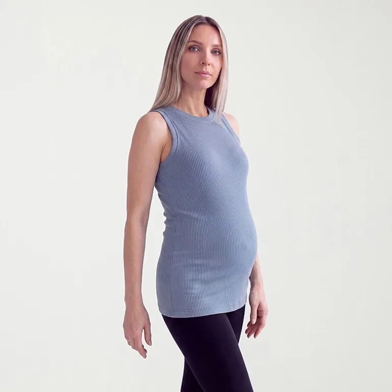24seven Comfort Apparel Maternity Womens Maternity Round Neck Sleeveless Tank Top