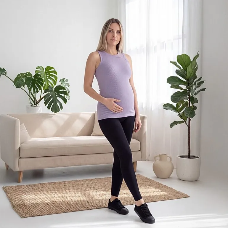 24seven Comfort Apparel Maternity Womens Maternity Round Neck Sleeveless Tank Top