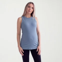 24seven Comfort Apparel Maternity Womens Maternity Round Neck Sleeveless Tank Top