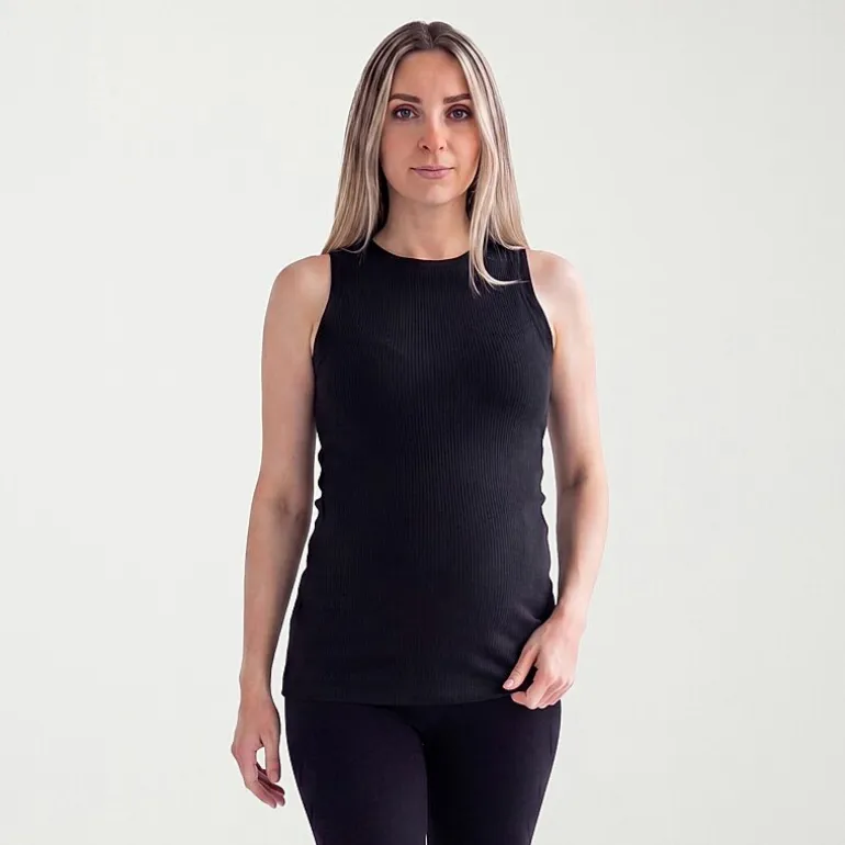 24seven Comfort Apparel Maternity Womens Maternity Round Neck Sleeveless Tank Top