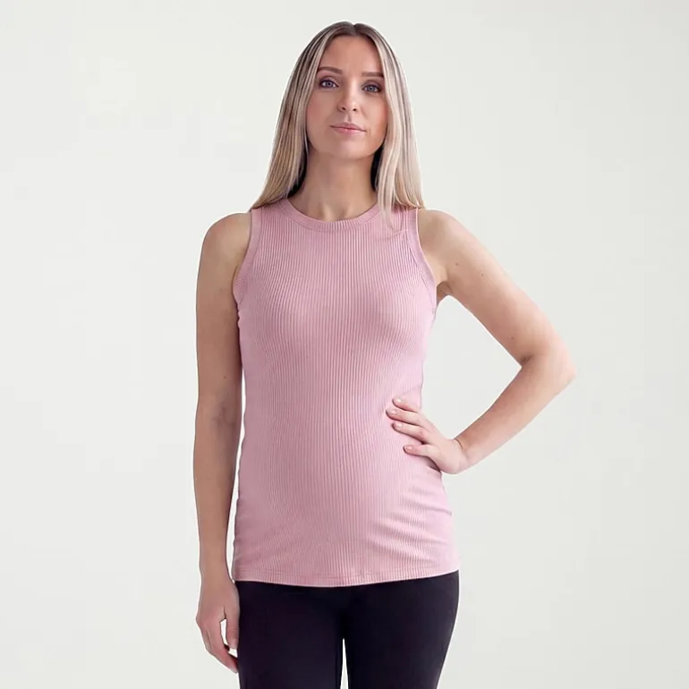 24seven Comfort Apparel Maternity Womens Maternity Round Neck Sleeveless Tank Top