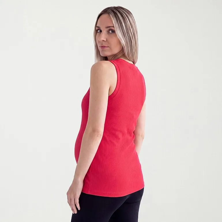 24seven Comfort Apparel Maternity Womens Maternity Round Neck Sleeveless Tank Top