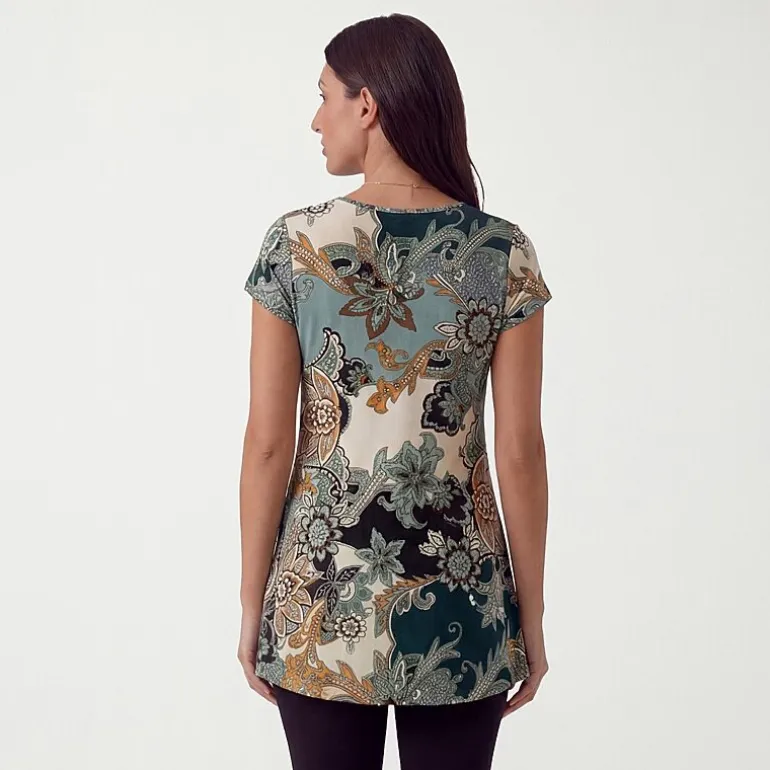 24seven Comfort Apparel Maternity Maternity Womens V Neck Short Sleeve Tunic Top