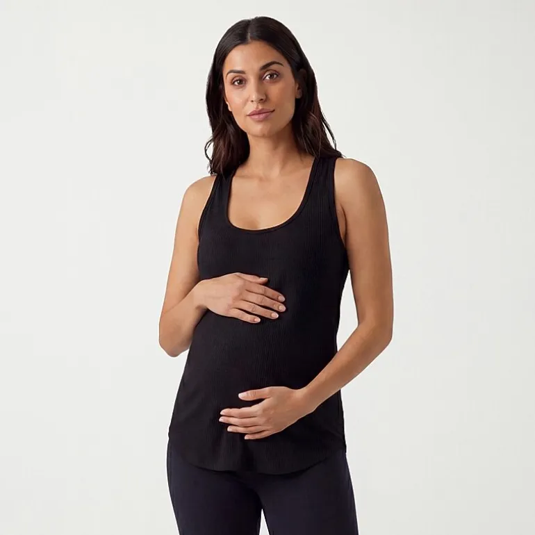 24seven Comfort Apparel Maternity Womens Maternity Scoop Neck Sleeveless Tank Top