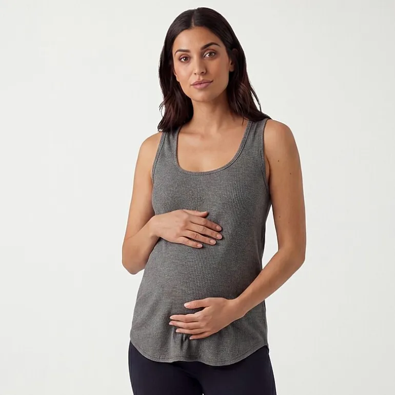 24seven Comfort Apparel Maternity Womens Maternity Scoop Neck Sleeveless Tank Top