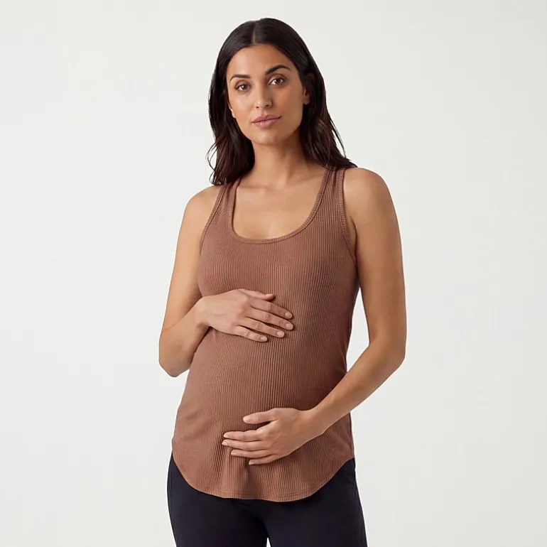 24seven Comfort Apparel Maternity Womens Maternity Scoop Neck Sleeveless Tank Top