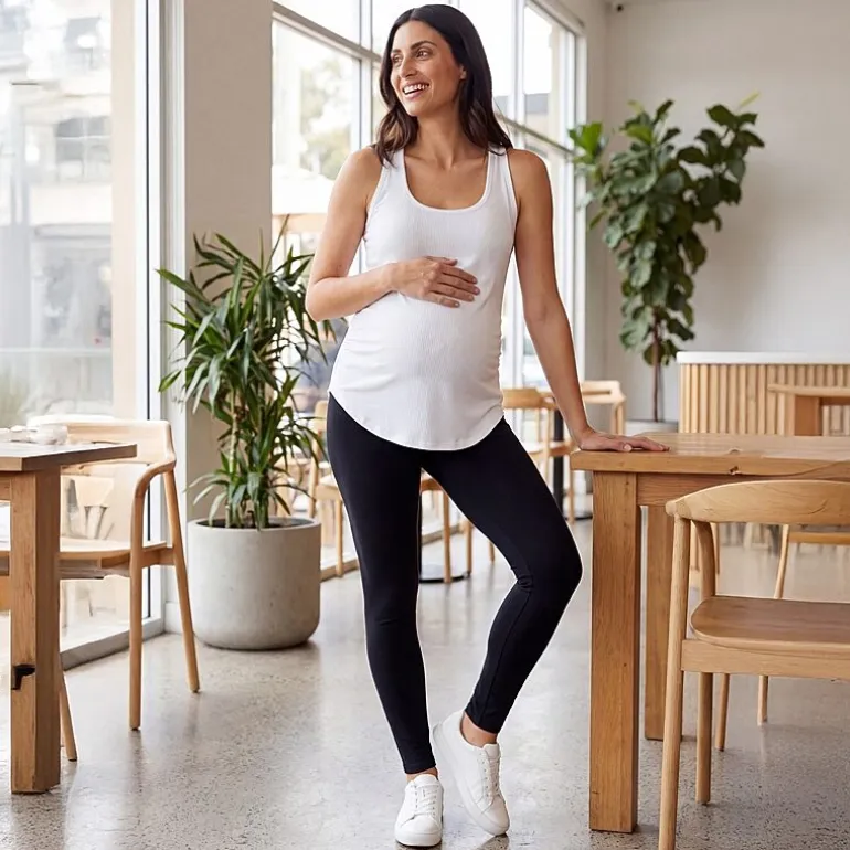 24seven Comfort Apparel Maternity Womens Maternity Scoop Neck Sleeveless Tank Top