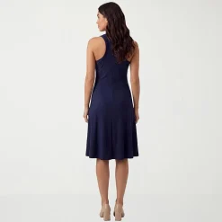 24seven Comfort Apparel Maternity Womens Maternity Midi Scoop Neck Sleeveless A-Line Dress