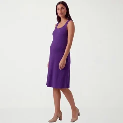 24seven Comfort Apparel Maternity Womens Maternity Midi Scoop Neck Sleeveless A-Line Dress
