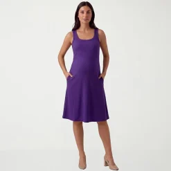 24seven Comfort Apparel Maternity Womens Maternity Midi Scoop Neck Sleeveless A-Line Dress