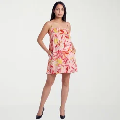24seven Comfort Apparel Maternity Womens Maternity Square Neck Sleeveless Abstract A-Line Dress