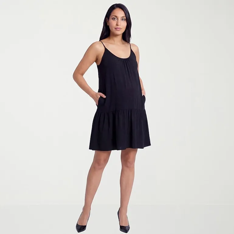 24seven Comfort Apparel Maternity Womens Maternity Scoop Neck Sleeveless A-Line Dress